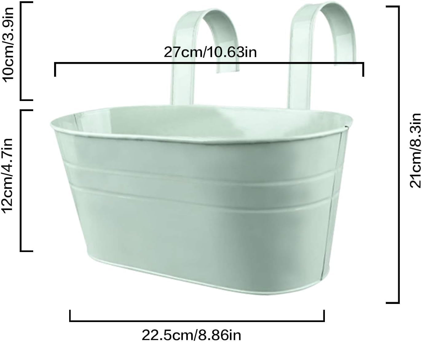 2 Pcs Metal Hanging Flower Plant Pots, Metal Bucket Flower Pots, Fence Bucket, Hanging Flower Pot for Indoor and Outdoor, Storage Bucket in Kitchen or Bathroom, Detachable Hook ASIN: B08KGK6VTP