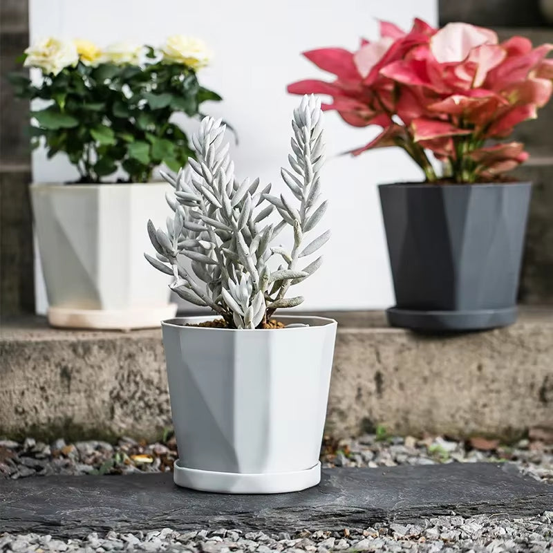 Plastic Flower Pots for Indoor and Outdoor, Large-Diameter Flower Pots, Succulent Plants, Green Plants